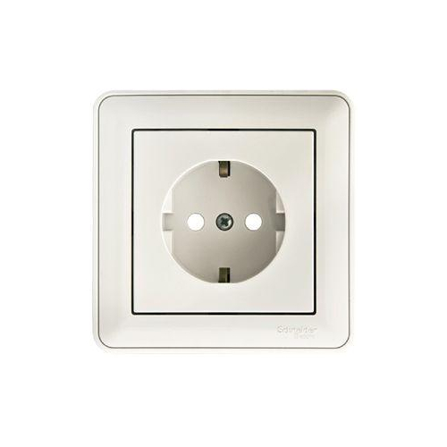 Розетка 1-м СП W59 16А IP20 с заземл. защ. шторки в сборе бел. SchE RS16-152-18