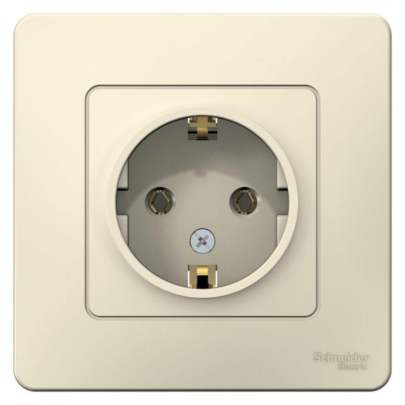 Розетка 1-м СП Blanca 16А IP20 250В с заземл. без защ. шторок молоч. SchE BLNRS001012