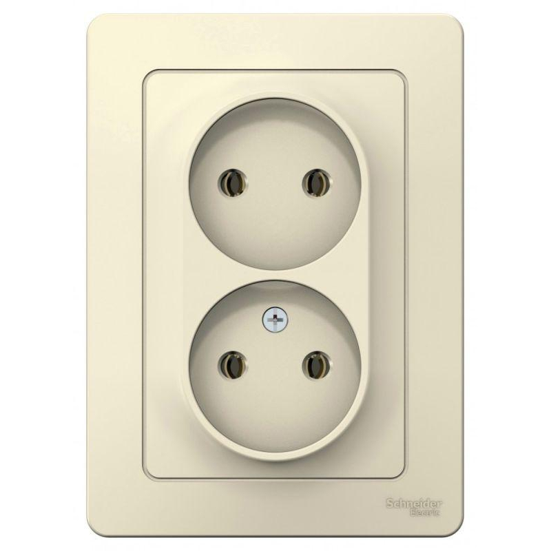Розетка 2-м СП Blanca 16А IP20 250В без заземл. без защ. шторок молоч. SchE BLNRS000022