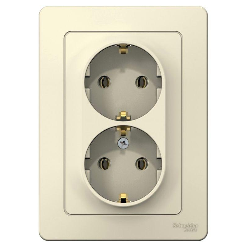 Розетка 2-м СП Blanca 16А IP20 250В с заземл. без защ. шторок молоч. SchE BLNRS001022