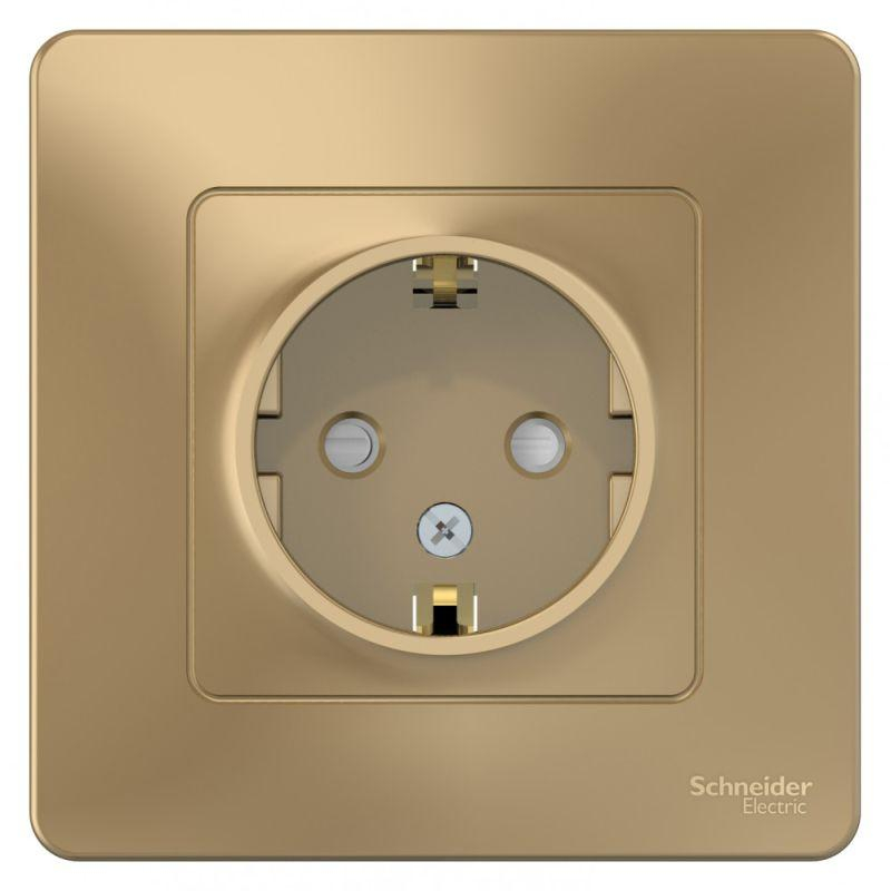 Розетка 1-м СП Blanca 16А IP20 250В с заземл. защ. шторки титан SchE BLNRS001114