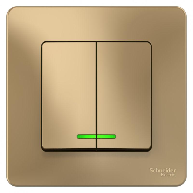 Выключатель 2-кл. СП Blanca 10А IP20 (сх. 5) 250В с подсветкой титан SchE BLNVS010514