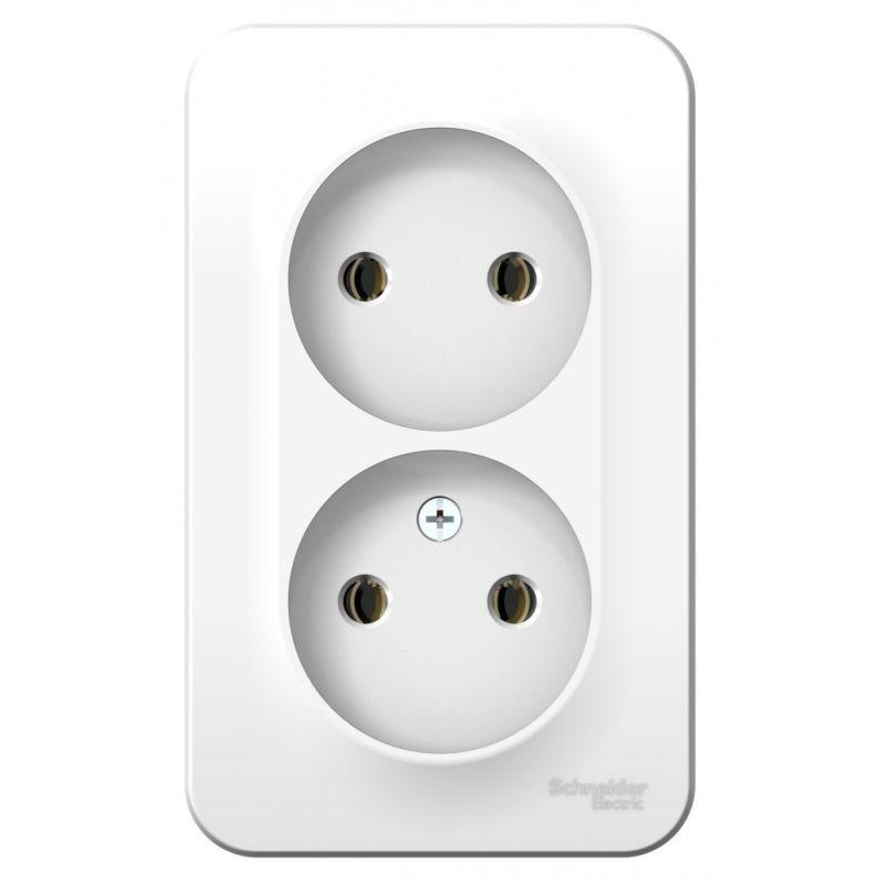 Розетка 2-м ОП Blanca 16А IP20 250В без заземл. без защ. шторок с металлич. пластиной бел. SchE BLNRA000221