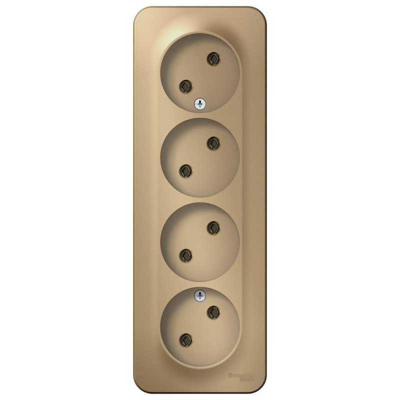 Розетка 4-м ОП Blanca 16А IP20 250В без заземл. без защ. шторок с изолир. пластиной титан SchE BLNRA000414