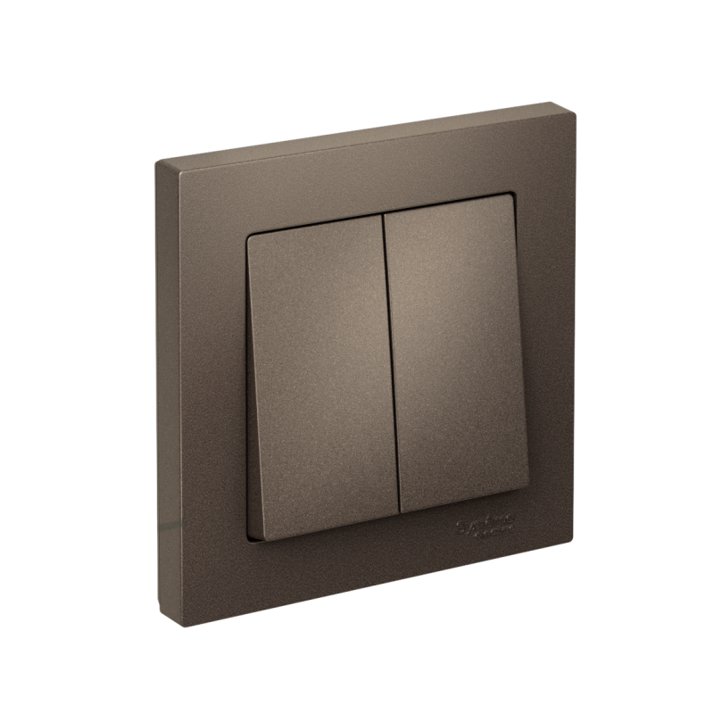 Выключатель 2-кл. СП AtlasDesign 10А IP20 (сх. 5) 10AX в сборе мокко SchE ATN000652