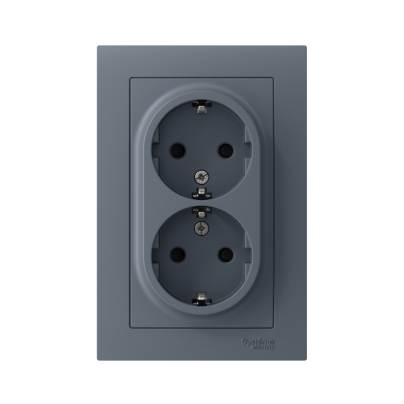 Розетка 2-м СП AtlasDesign 16А IP20 с заземл. защ. шторки в сборе грифель SchE ATN000726