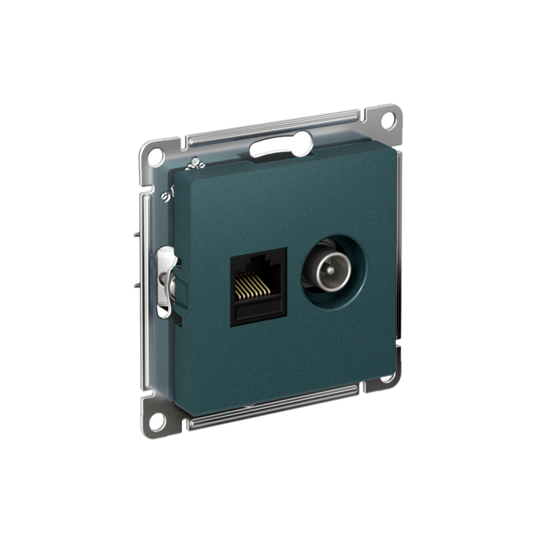 Розетка компьютерная + телевизионная 2-м СП AtlasDesign RJ45 кат.5E + TV механизм изумруд SchE ATN000889