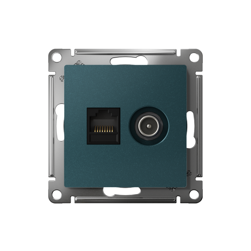 Розетка компьютерная + телевизионная 2-м СП AtlasDesign RJ45 кат.5E + TV механизм изумруд SchE ATN000889