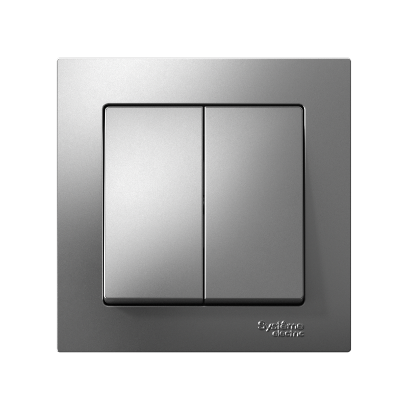 Выключатель 2-кл. СП AtlasDesign 10А IP20 (сх. 5) 10AX в сборе сталь SchE ATN000952