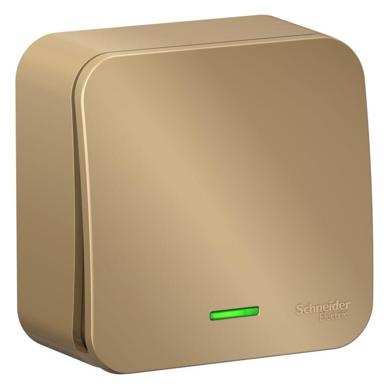 Выключатель 1-кл. ОП Blanca 10А IP20 (сх. 1) 250В с подсветкой с изолир. пластиной титан SchE BLNVA101114