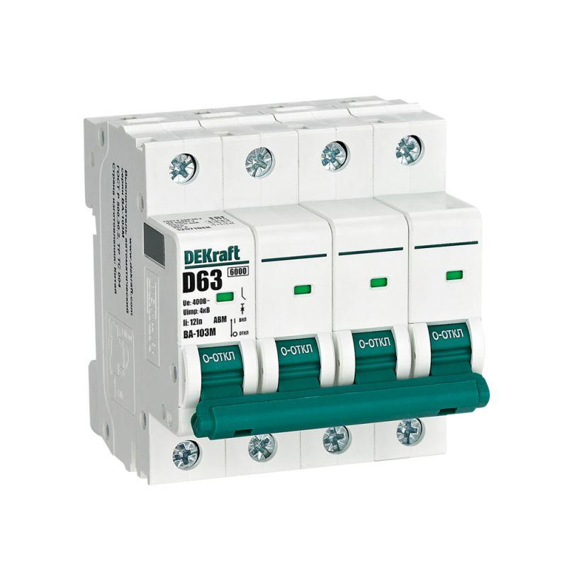 Выключатель автоматический без теплозащиты 4P 63А х-ка D 6кА ВА-103M (12571DEK)