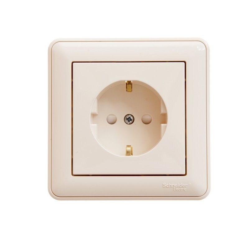 Розетка 1-м СП W59 16А IP20 с заземл. защ. шторки в сборе сл. кость SchE RS16-152-28