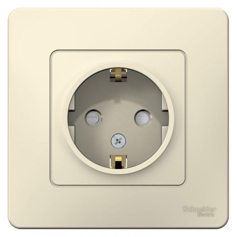 Розетка 1-м СП Blanca 16А IP20 250В с заземл. защ. шторки молоч. SchE BLNRS001112