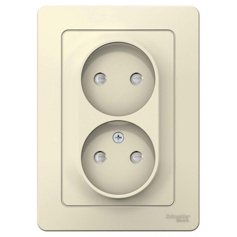 Розетка 2-м СП Blanca 16А IP20 250В без заземл. защ. шторки молоч. SchE BLNRS000122