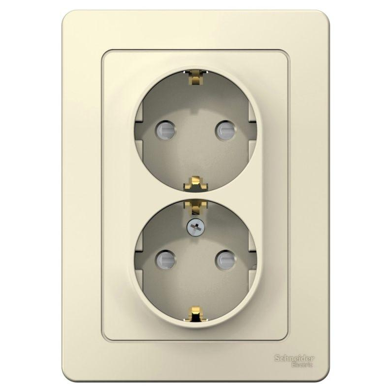 Розетка 2-м СП Blanca 16А IP20 250В с заземл. защ. шторки молоч. SchE BLNRS001122