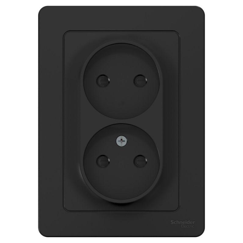 Розетка 2-м СП Blanca 16А IP20 250В без заземл. защ. шторки антрацит SchE BLNRS000126