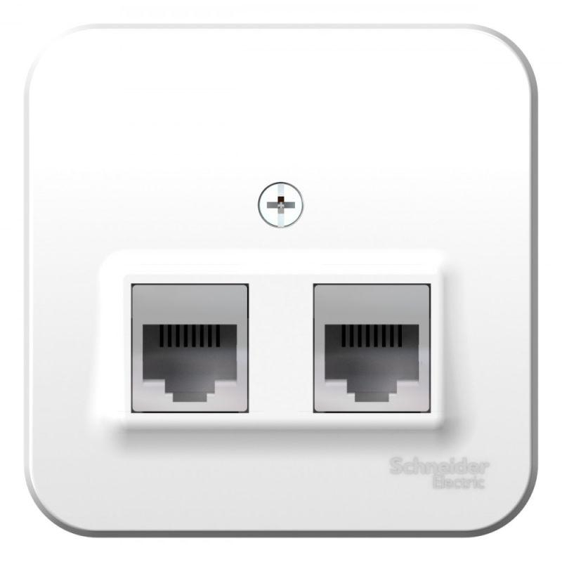 Розетка компьютерная + телефонная 2-м ОП Blanca RJ45 кат.5E + RJ11 с изолир. пластиной бел. SchE BLNIA045111