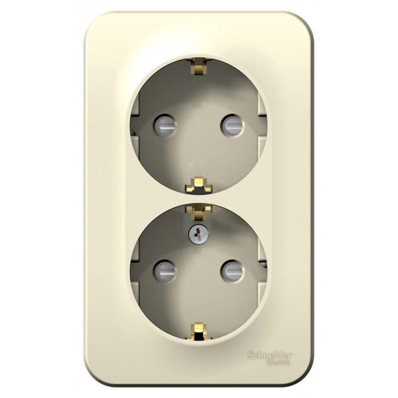 Розетка 2-м ОП Blanca 16А IP20 250В с заземл. защ. шторки молоч. SchE BLNRA011202