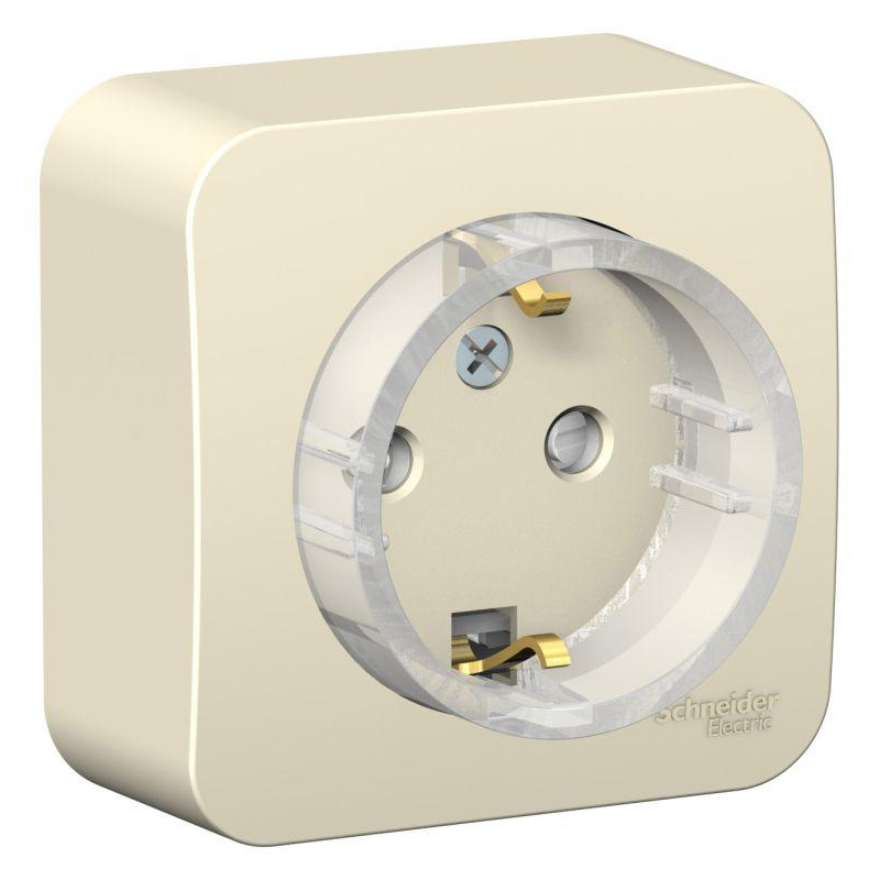 Розетка 1-м ОП Blanca 16А IP20 250В с заземл. защ. шторки с изолир. пластиной (компакт) молоч. SchE BLNRA111112