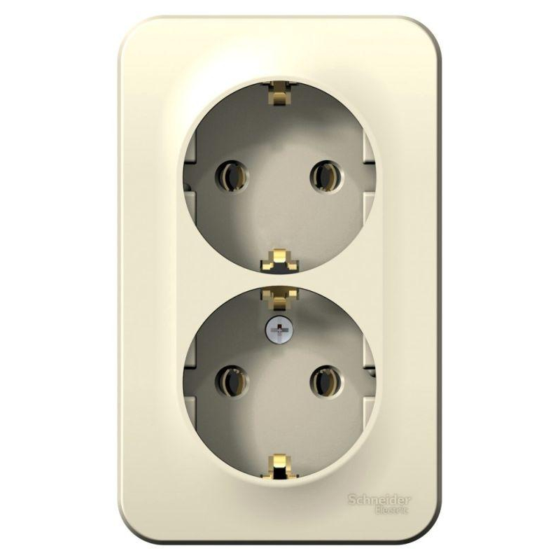 Розетка 2-м ОП Blanca 16А IP20 250В с заземл. без защ. шторок с изолир. пластиной молоч. SchE BLNRA010212