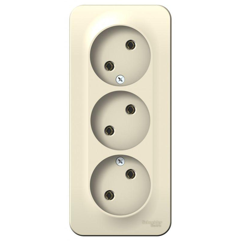 Розетка 3-м ОП Blanca 16А IP20 250В без заземл. без защ. шторок с изолир. пластиной молоч. SchE BLNRA000312