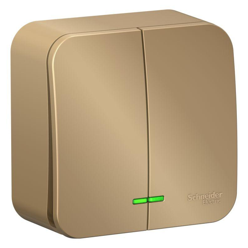 Выключатель 2-кл. ОП Blanca 10А IP20 (сх. 5) 250В с подсветкой титан SchE BLNVA105104
