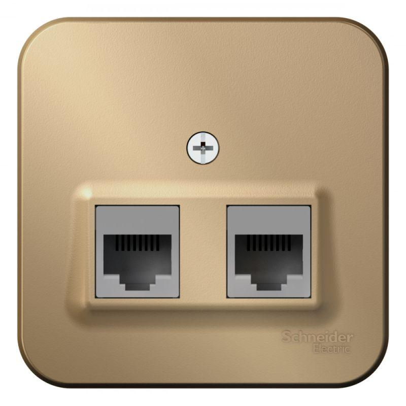 Розетка компьютерная 2-м ОП Blanca RJ45 кат.5E с изолир. пластиной титан SchE BLNIA045454