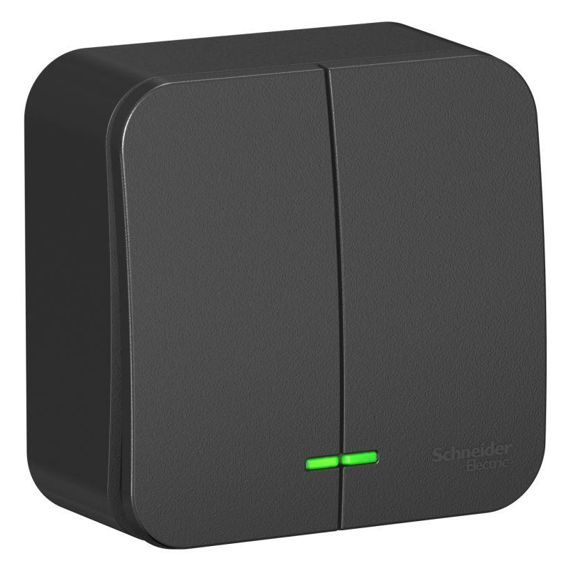 Выключатель 2-кл. ОП Blanca 10А IP20 (сх. 5) 250В с подсветкой антрацит SchE BLNVA105106