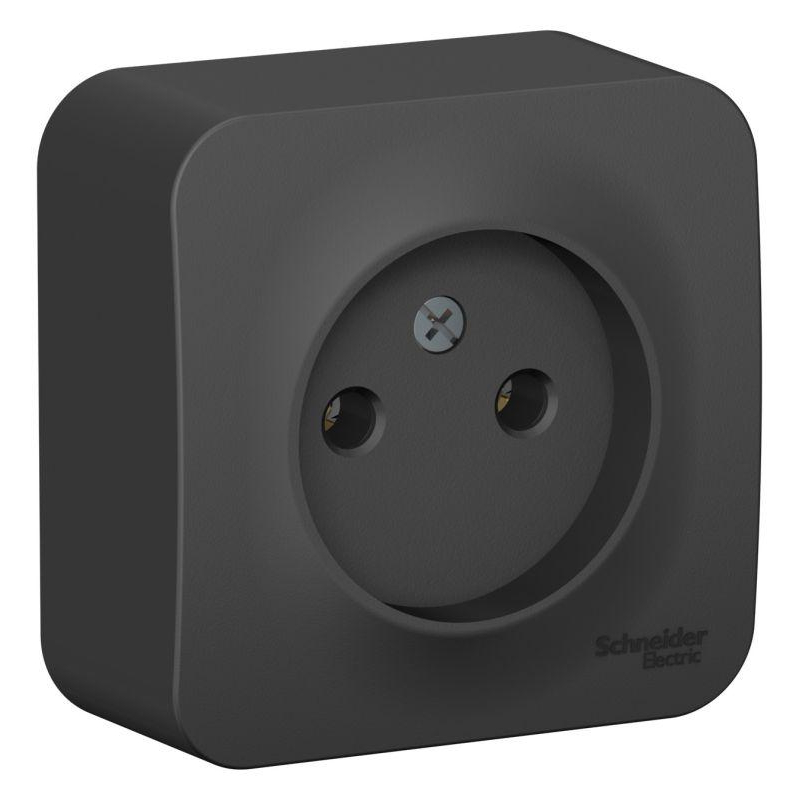 Розетка 1-м ОП Blanca 16А IP20 250В без заземл. без защ. шторок антрацит SchE BLNRA000106
