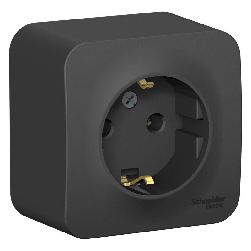 Розетка 1-м ОП Blanca 16А IP20 250В с заземл. без защ. шторок антрацит SchE BLNRA010106
