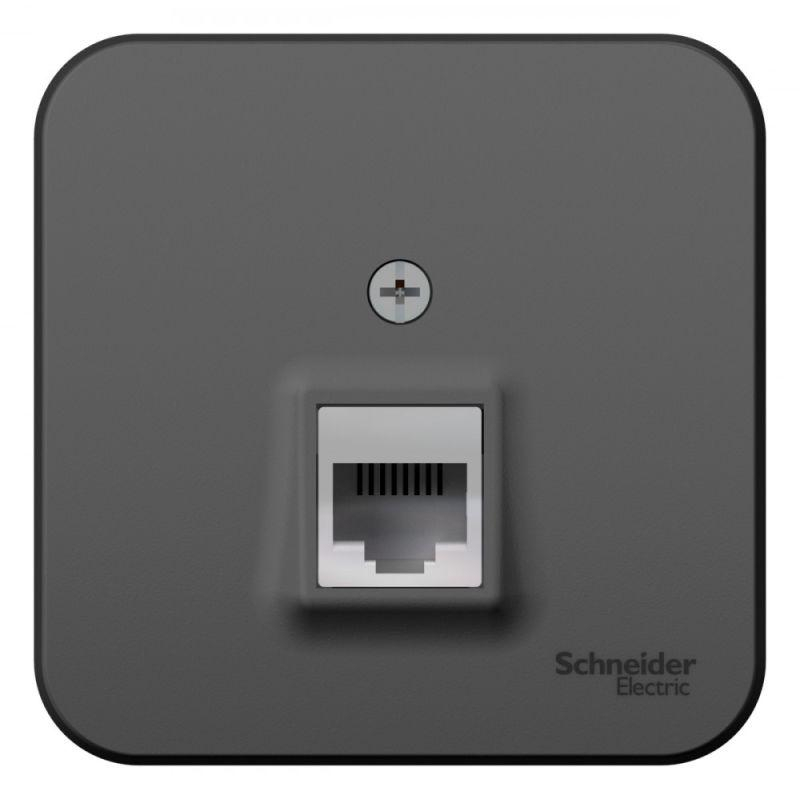 Розетка телефонная 1-местная ОП Blanca RJ11 с изолирующей пластиной антрацит