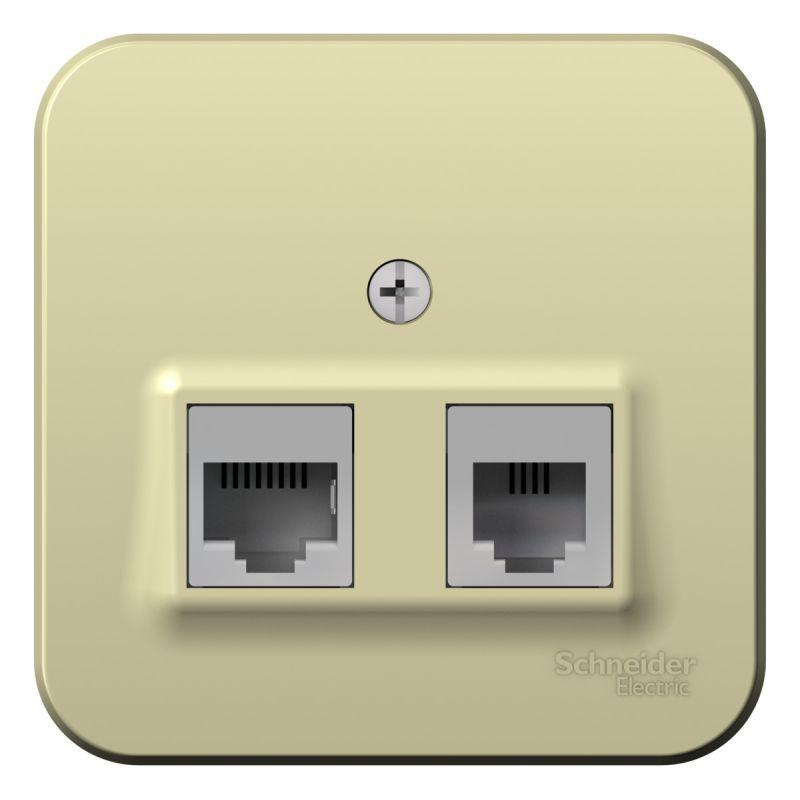 Розетка компьютерная + телефонная 2-м ОП Blanca RJ45 кат.5E + RJ11 с изолир. пластиной беж. SchE BLNIA045117