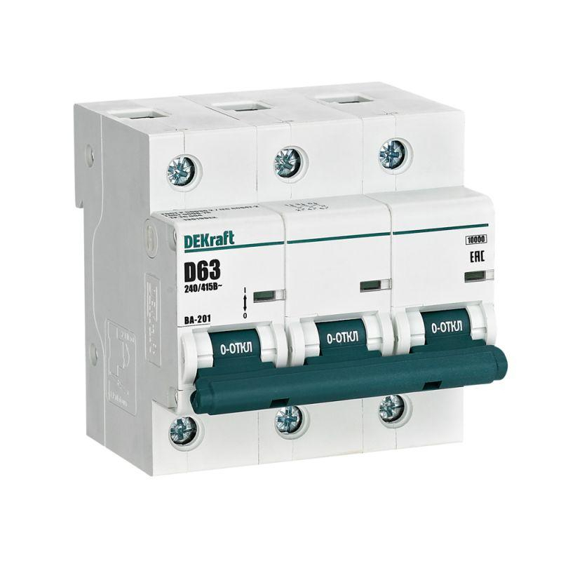 Выключатель автоматический модульный 3п D 63А 10кА ВА-201 SchE 13019DEK