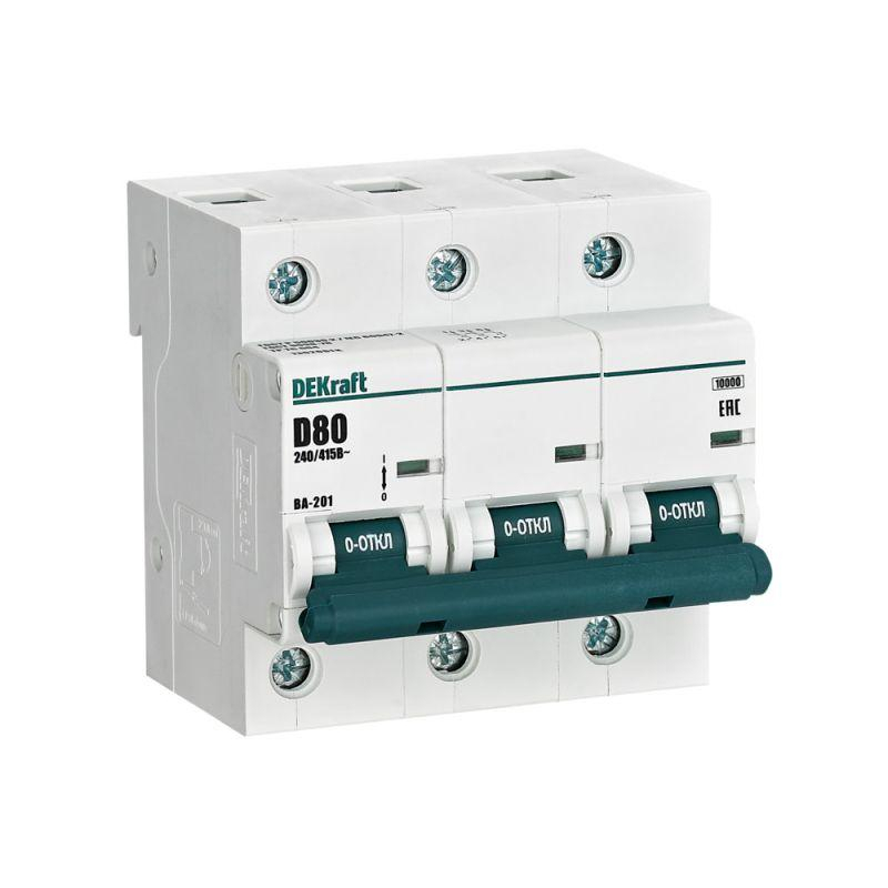 Выключатель автоматический модульный 3п D 80А 10кА ВА-201 SchE 13020DEK