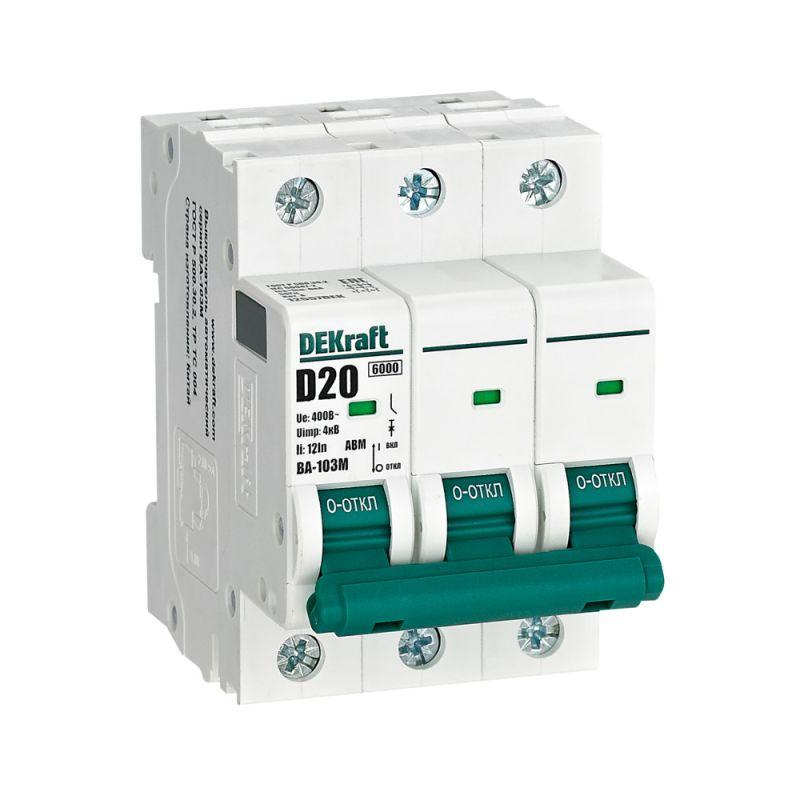 Выключатель автоматический 3P 20А D 6кА ВА-103M (12557DEK)