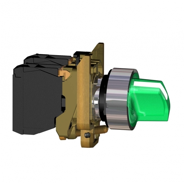 Переключатель 2-х поз. с фикс. 1НО+1Н3 с инд. 24V зел. SchE XB4BK123B5