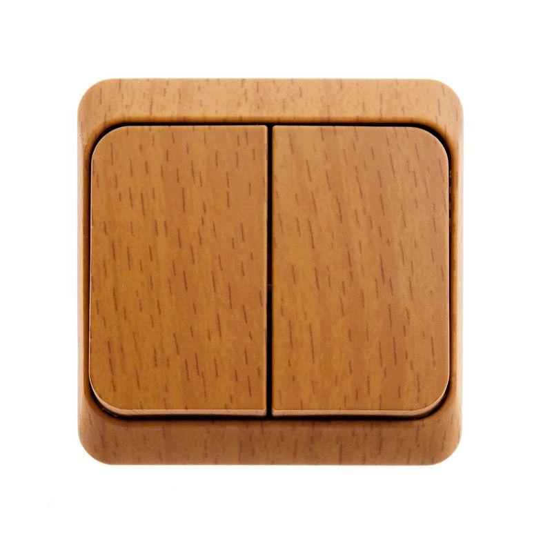 Выключатель 2-кл. ОП Этюд Дача 10А IP20 бук SchE BA10-002T