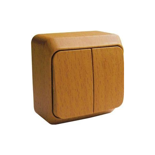 Выключатель 2-кл. ОП Этюд Дача 10А IP20 бук SchE BA10-002T