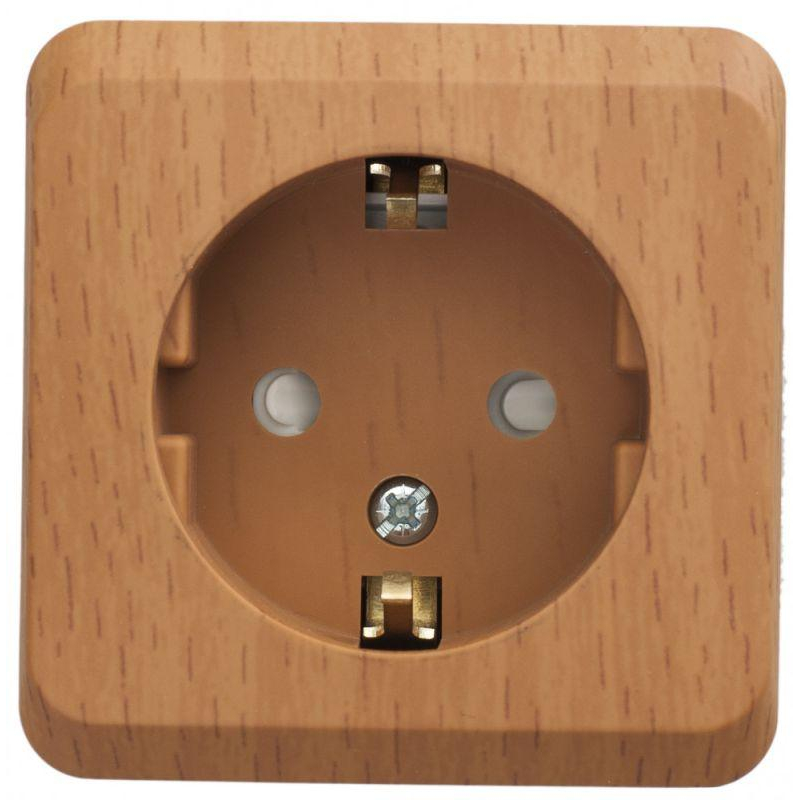 Розетка 1-м ОП Этюд Дача 16А IP20 250В с заземлением защитные шторки бук SchE PA16-004T