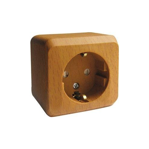 Розетка 1-м ОП Этюд Дача 16А IP20 250В с заземлением защитные шторки бук SchE PA16-004T