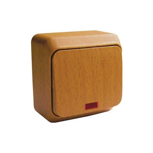 Выключатель 1-кл. ОП Этюд Дача 10А IP20 с подсветкой бук SchE BA10-005T