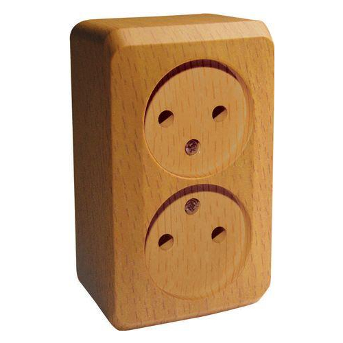 Розетка 2-местная ОП Этюд Дача 16А IP20 250В без заземления, без шторок, бук