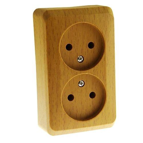 Розетка 2-местная ОП Этюд Дача 16А IP20 250В без заземления, без шторок, бук