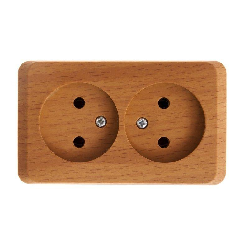 Розетка 2-местная ОП Этюд Дача 16А IP20 250В без заземления, без шторок, бук