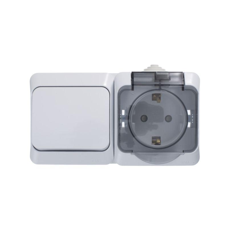 Блок ОП Этюд (1-кл. выкл. + евророз. защ. шторки) IP44 бел. SchE BPA16-241B