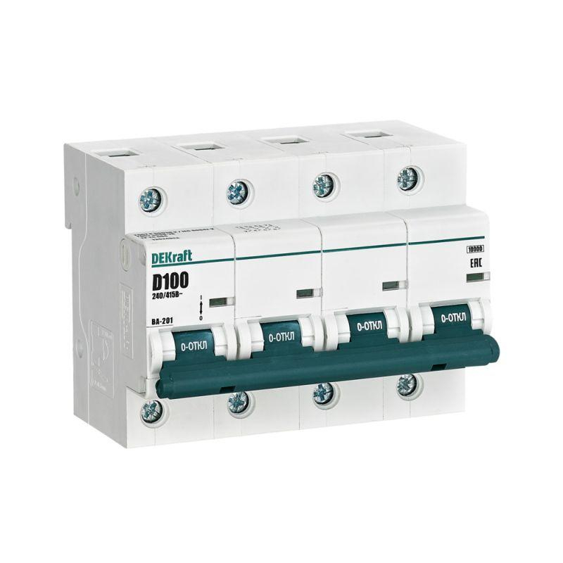 Выключатель автоматический модульный 4п D 100А 10кА ВА-201 SchE 13024DEK
