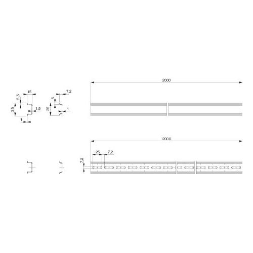 DIN-рейка симметр. перф. 2000мм 7.5х35 SchE NSYSDR200BD