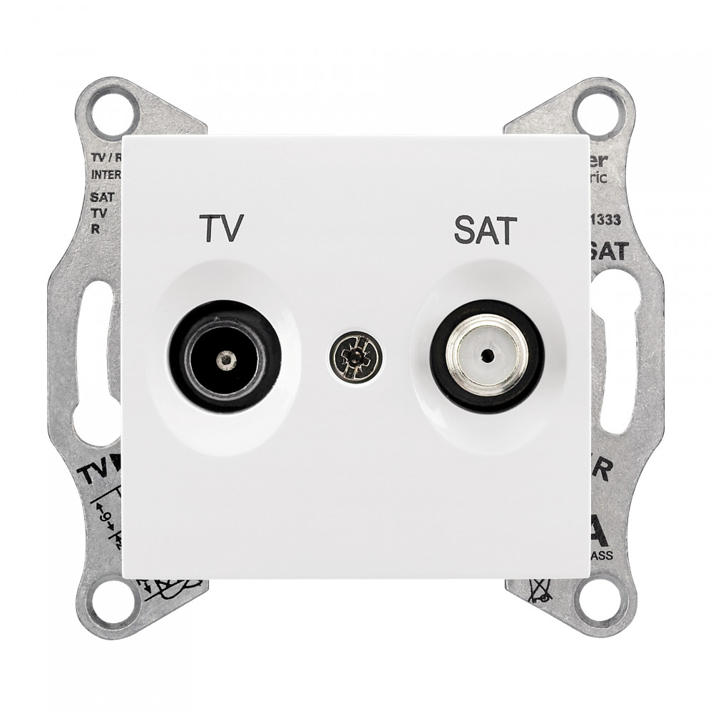 Розетка проходная белая, 1 место скрытой проводки TV/SAT Sedna, 4dB