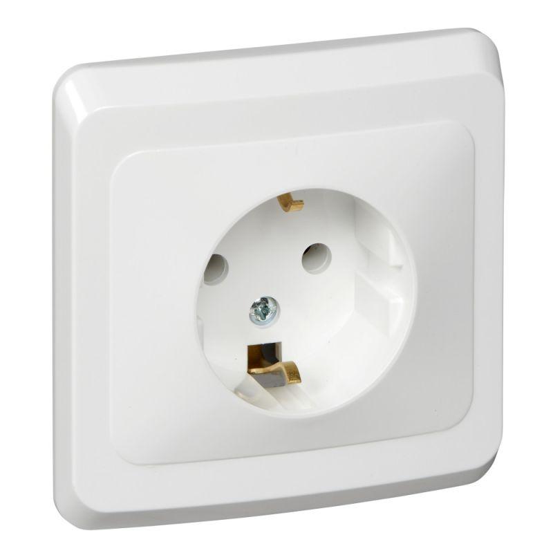 Розетка 1-м СП Этюд 16А IP20 250В с заземл. без защ. шторок бел. SchE PC16-003B