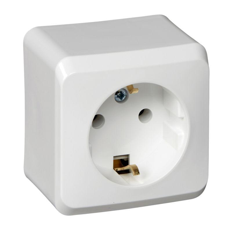 Розетка 1-м ОП Этюд 16А IP20 с заземл. без защ. шторок бел. SchE PA16-003B